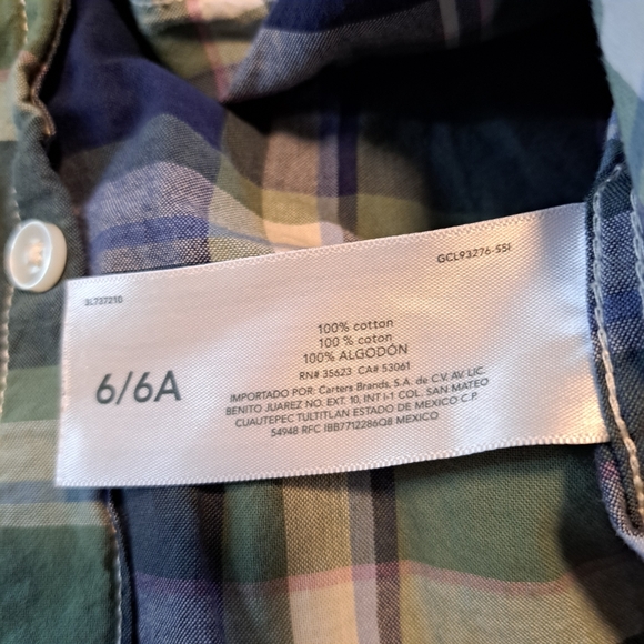 Boys Green/Blue Button-Down Plaid Short Sleeve Size 6 *Same Day Shipping* - Picture 6 of 8